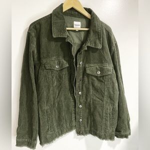 Olive green corduroy shacket.